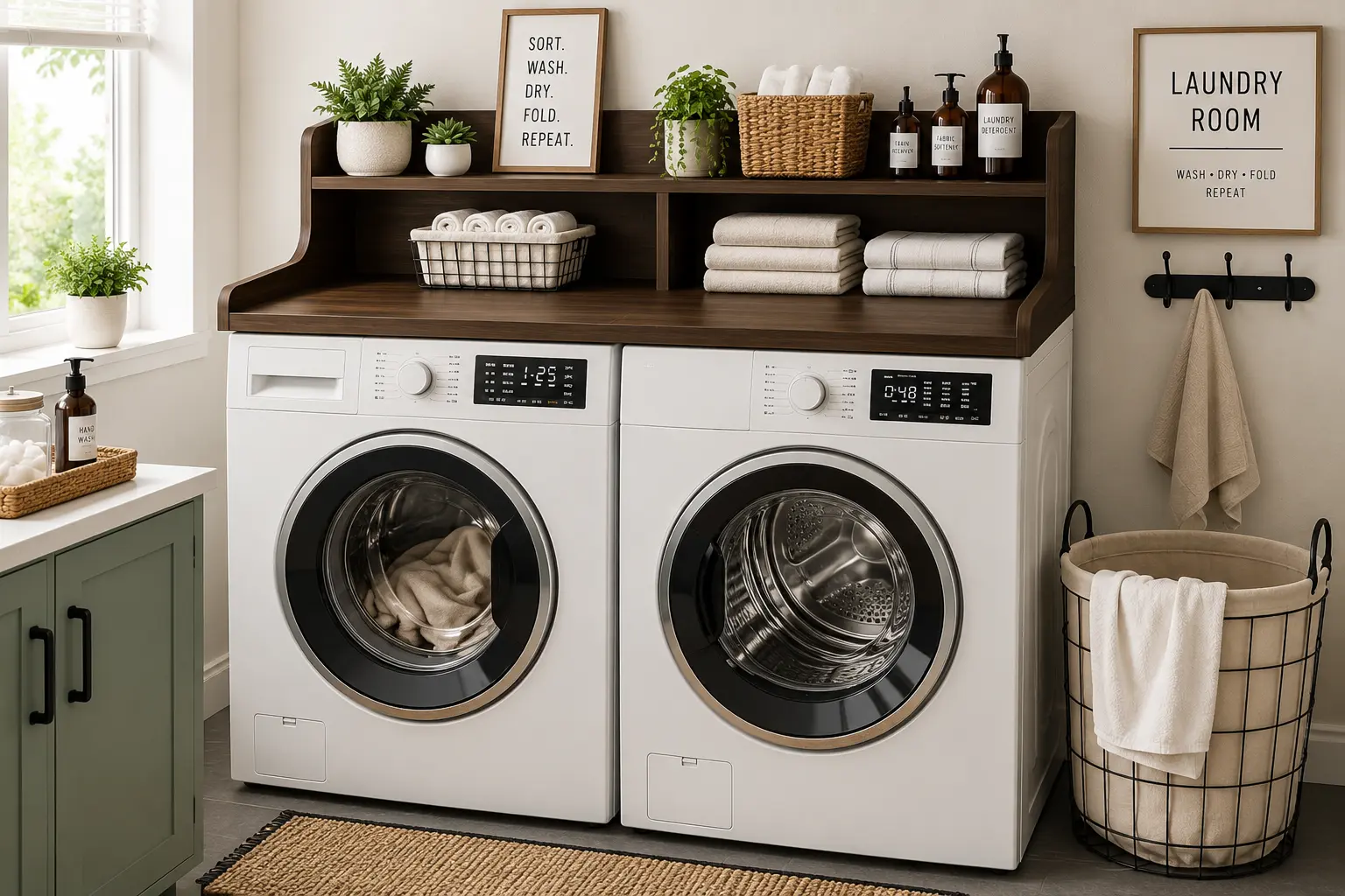 Washer Dryer Countertop with Upper Shelf