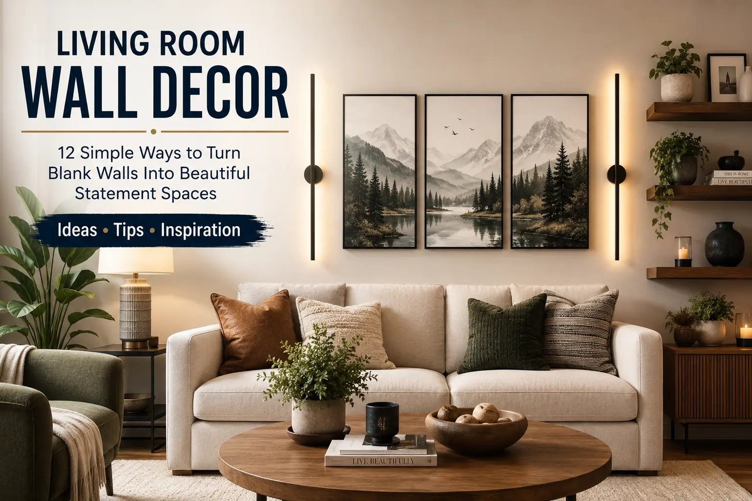 Cover image for Living Room Wall Decor Ideas: 12 Simple Ways to Turn Blank Walls Into Beautiful Statement Spaces