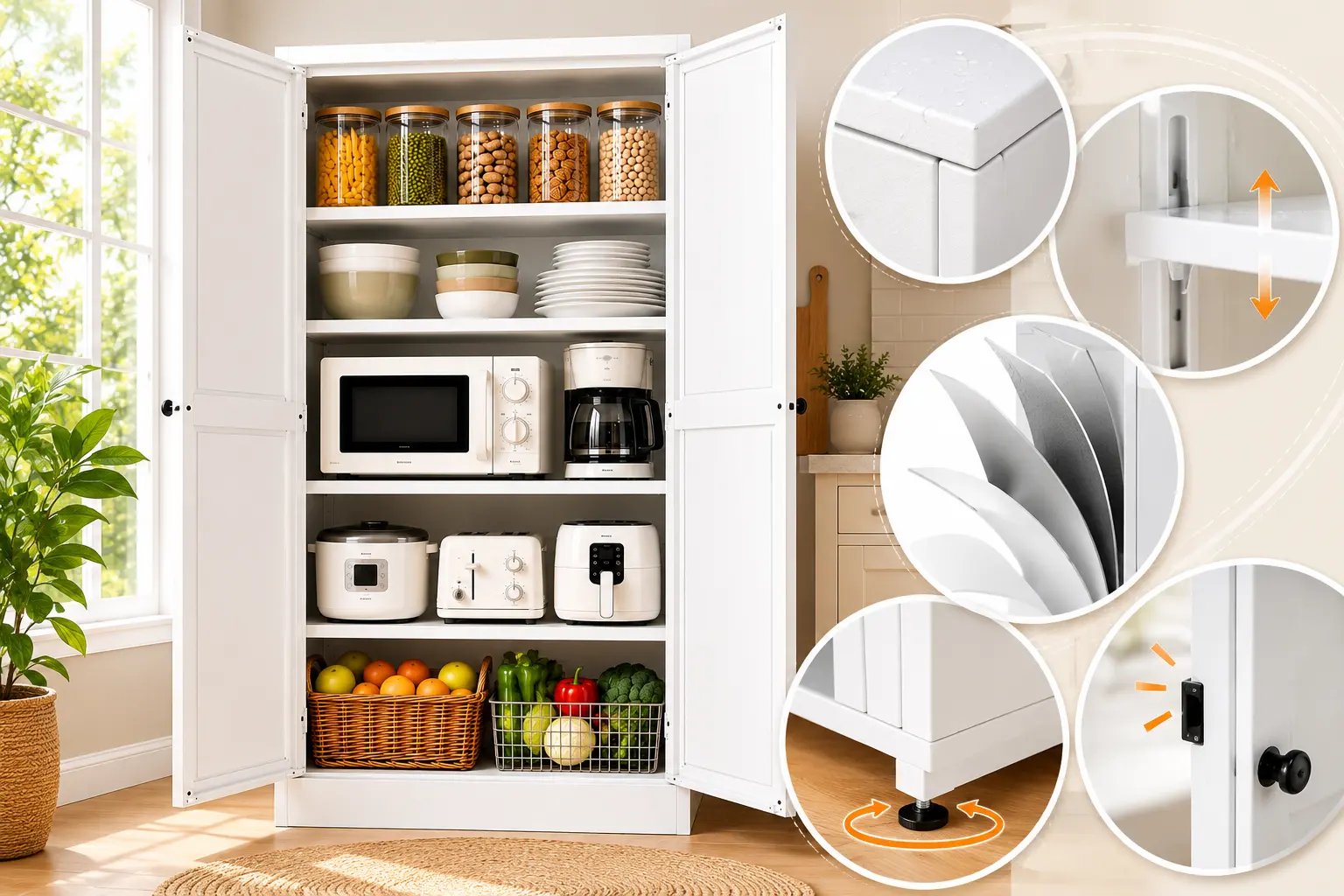 AQY 61 Inch Steel Kitchen Pantry Cabinet