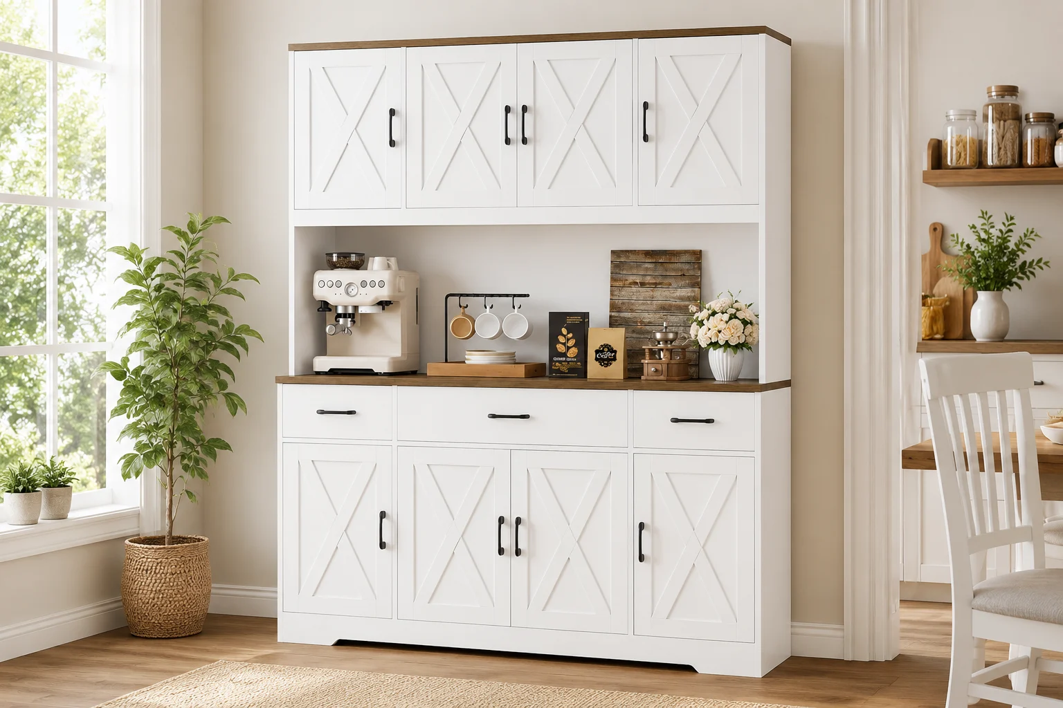 HOSTACK 71 Inch Large Kitchen Pantry Cabinet with Charging Station